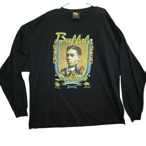 Vintage Buffalo Soldiers Long Sleeve Shirt 4XL Black First Star USA Flag Back